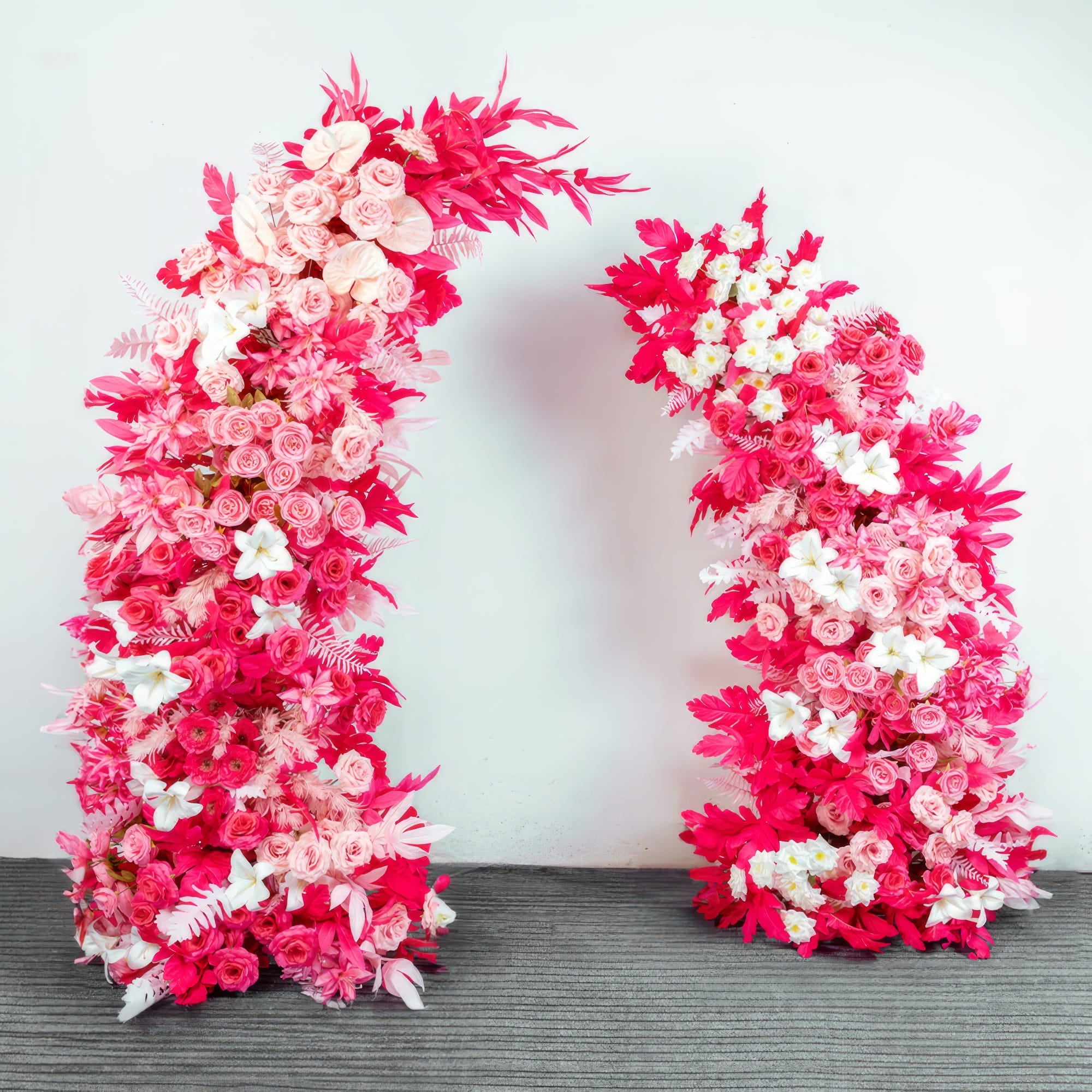 Floral Moon Archway Series - Elegant Pink, Vibrant Red, and Playful Fuchsia Artificial Flower Archways for Weddings &amp; Celebrations