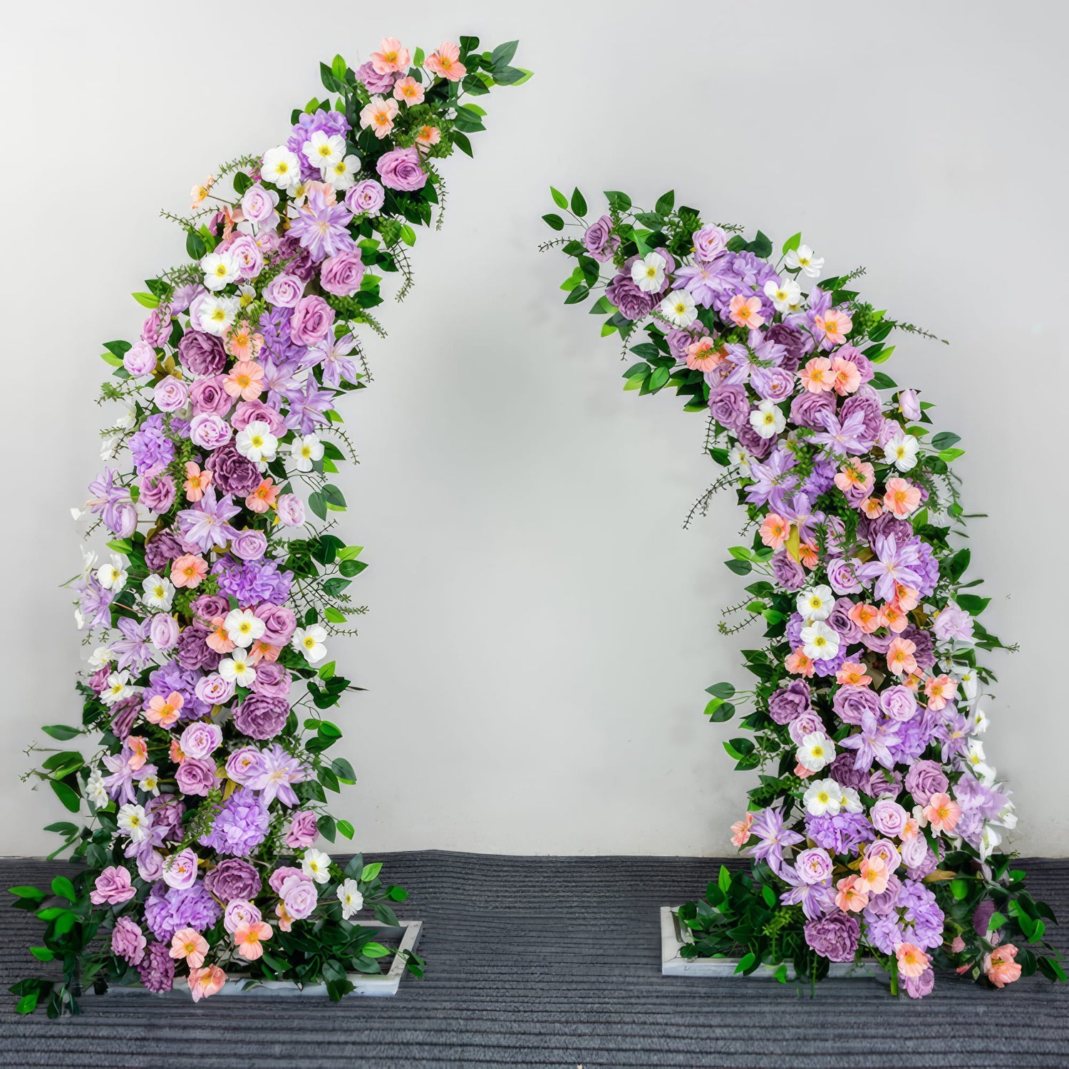 Floral Moon Archway Series - Elegant Peach, Lush Green, and Charming Lavender Artificial Flower Archways for Weddings &amp; Celebrations