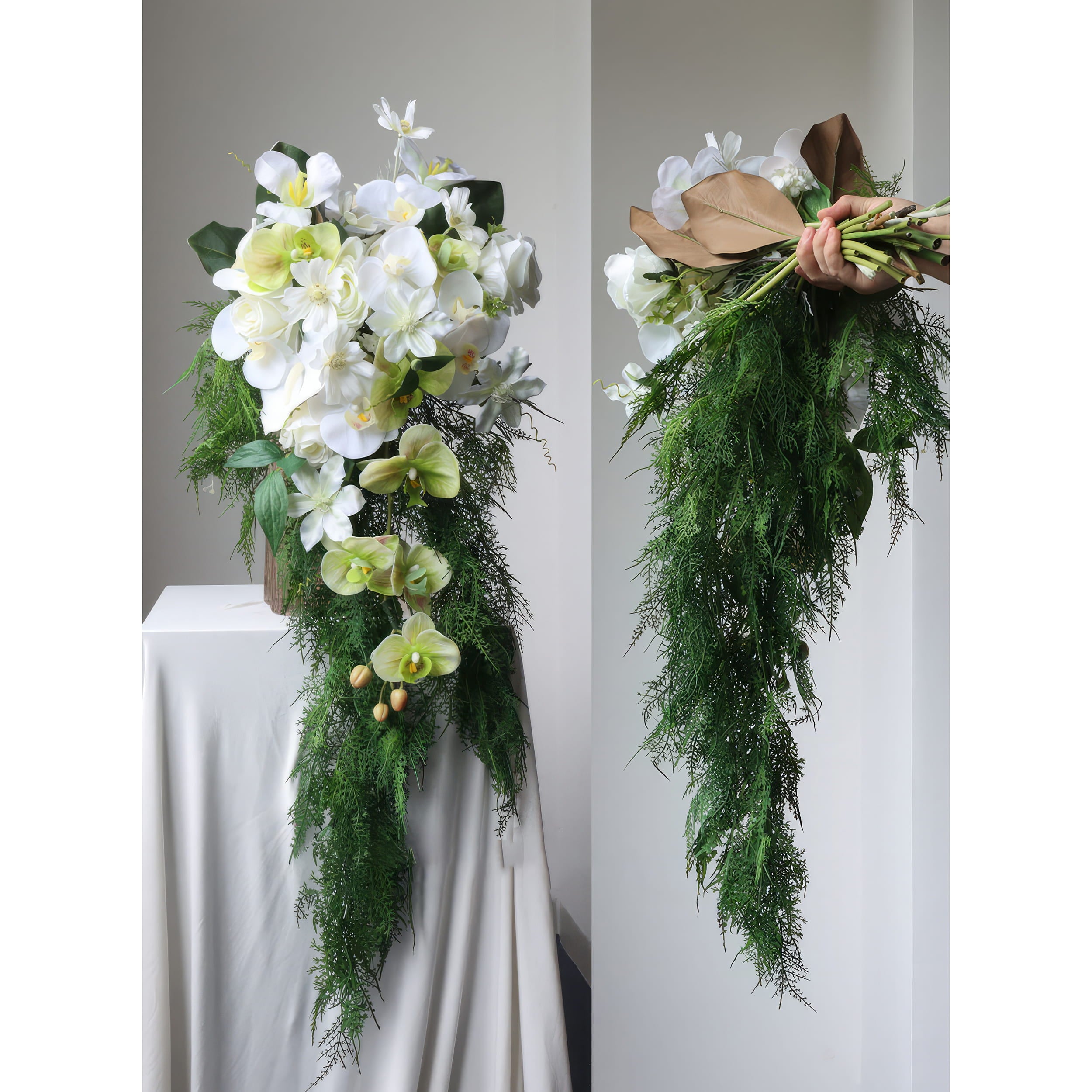 Elegant Artificial Cascading Floral Arrangements - Realistic Silk Flowers for Weddings, Events, and Home Decor - Customizable in Various Colors and Styles - Perfect for Bridal Bouquets and Centerpieces - Long-Lasting and Maintenance-Free