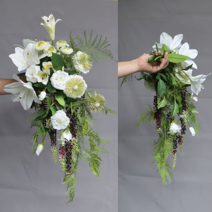 Elegant Artificial Cascading Floral Arrangements - Realistic Silk Flowers for Weddings, Events, and Home Decor - Customizable in Various Colors and Styles - Perfect for Bridal Bouquets and Centerpieces - Long-Lasting and Maintenance-Free