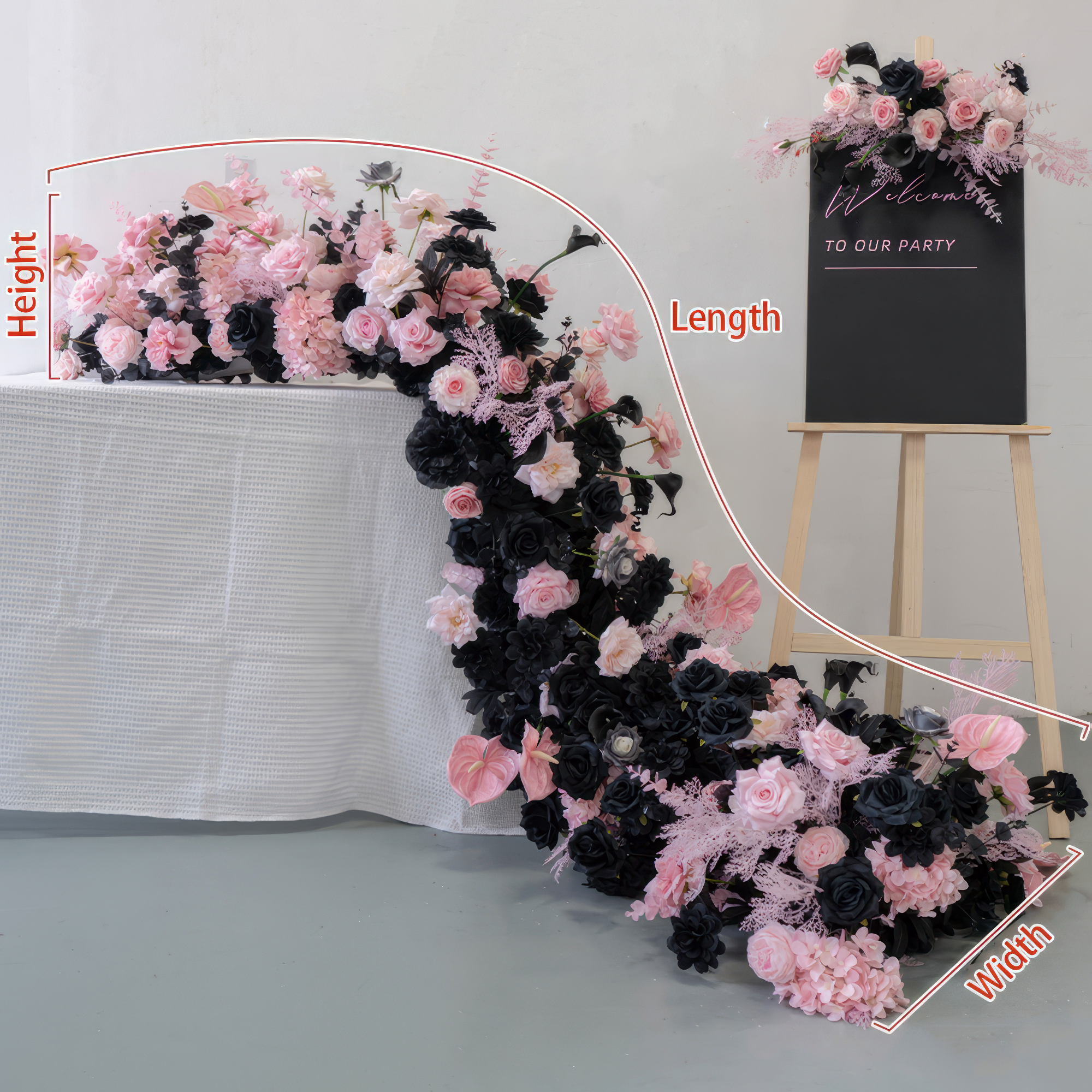 Luxurious Purple &amp; Pink Floral Table Runner - Elevate Your Event with Stunning Elegance