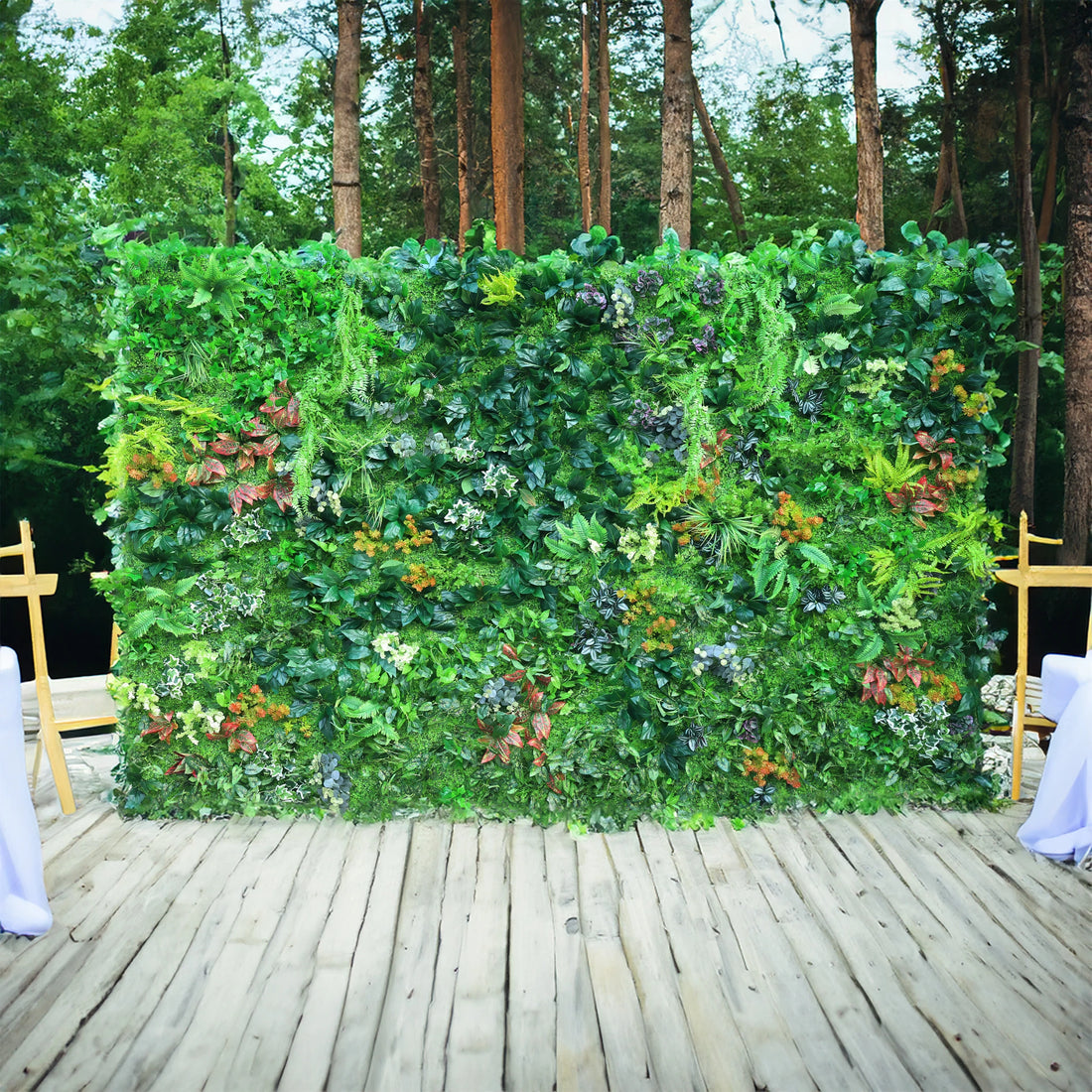 Enhance your wedding venue with a 12x8 ft artificial flower wall. Perfect for stunning backdrops, this lush greenery creates a romantic ambiance. Easy setup, durable design, and maintenance-free beauty.