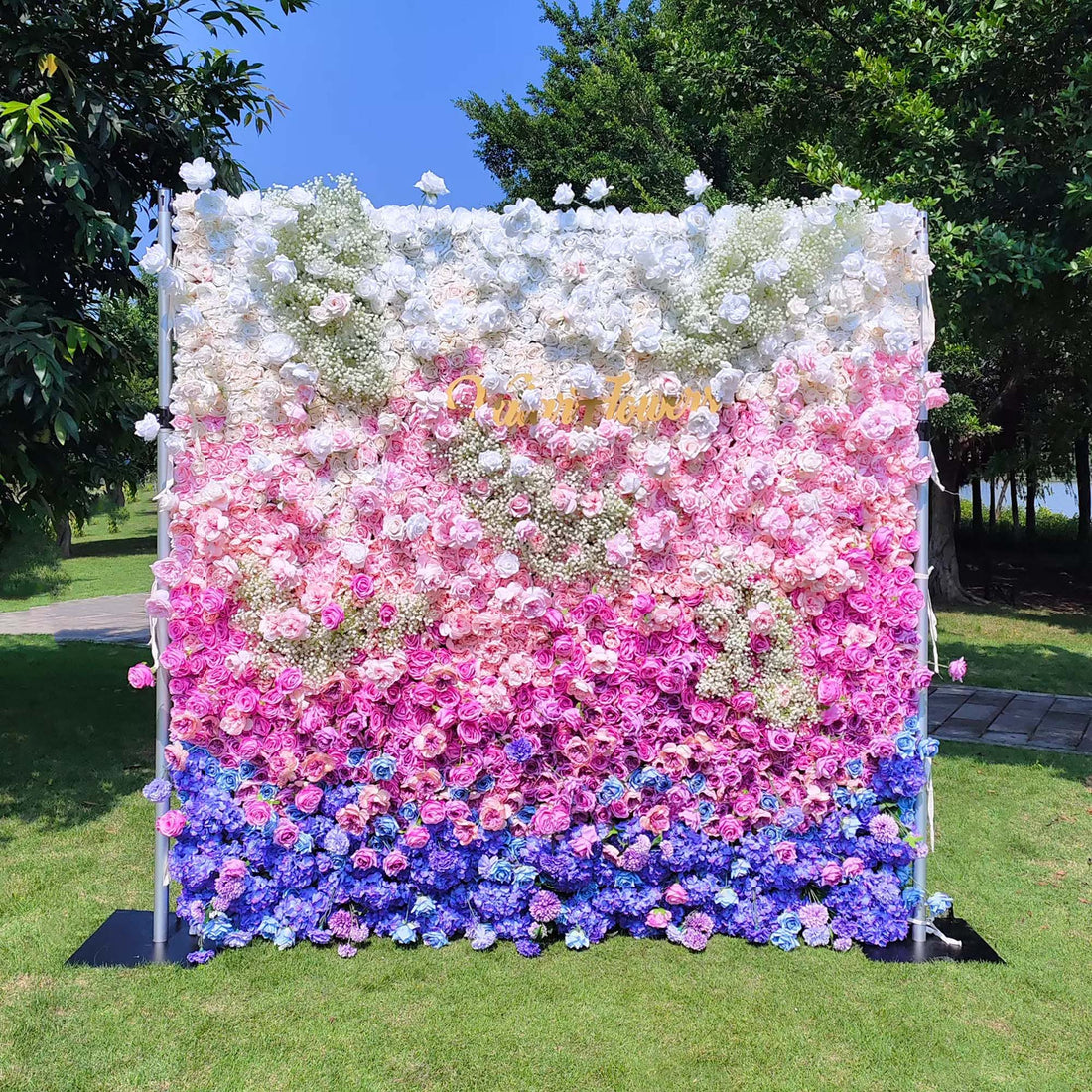 Valar Flowers Roll Up Fabric Artificial Flower Wall Wedding Backdrop, Floral Party Decor, Event Photography-VF-340