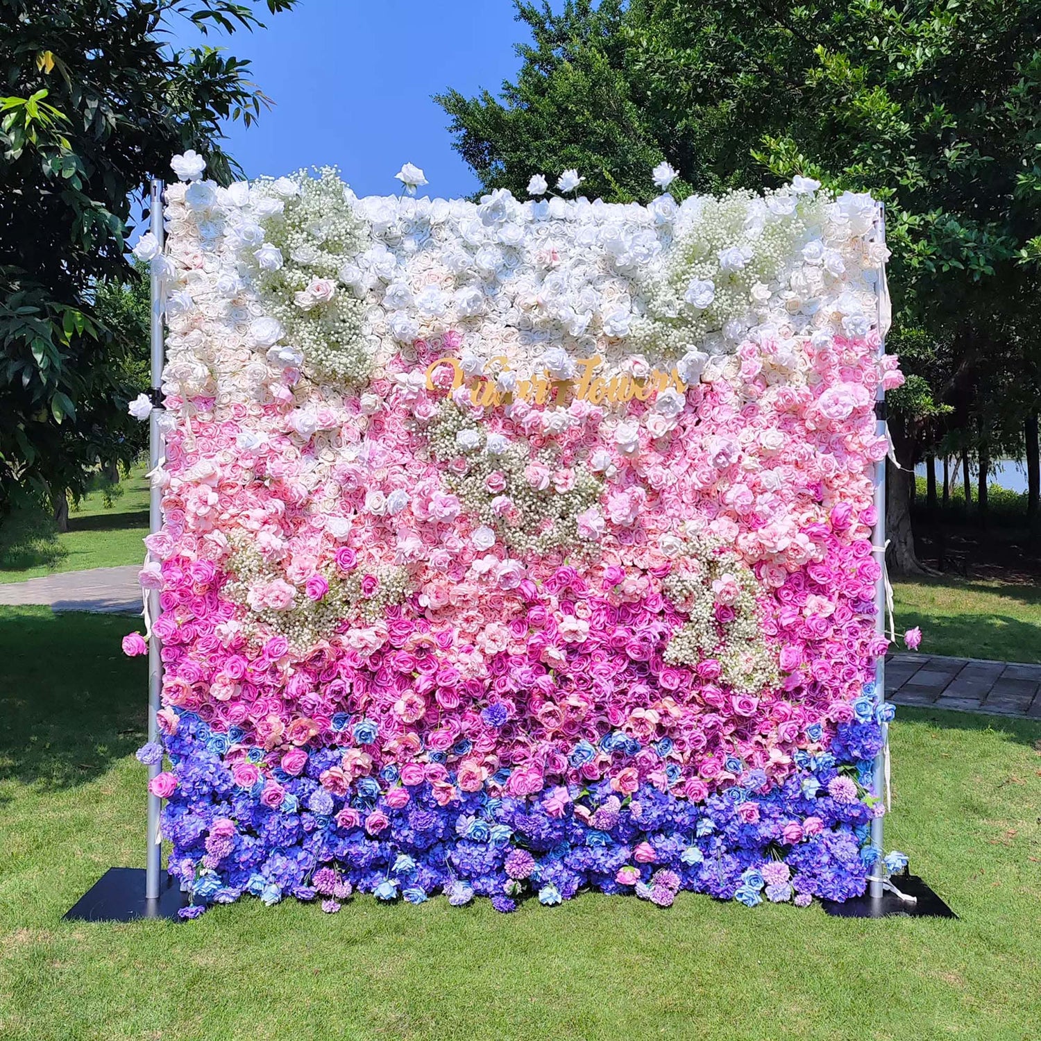 Valar Flowers Roll Up Fabric Artificial Flower Wall Wedding Backdrop, Floral Party Decor, Event Photography-VF-340