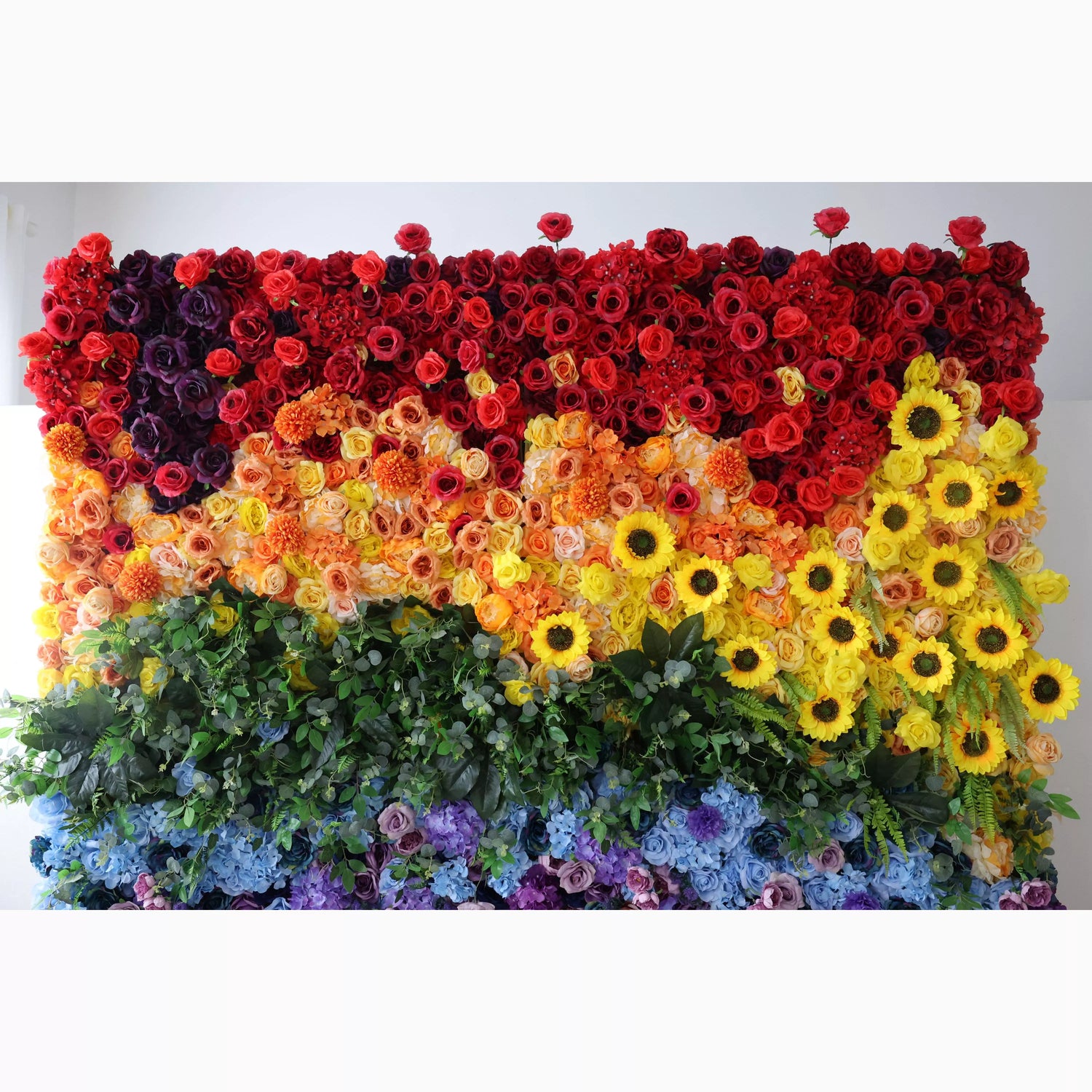 Valar Flowers Roll Up Fabric Artificial Vivid Rainbow Flower Wall Wedding Backdrop, Floral Party Decor, Event Photography-VF-310