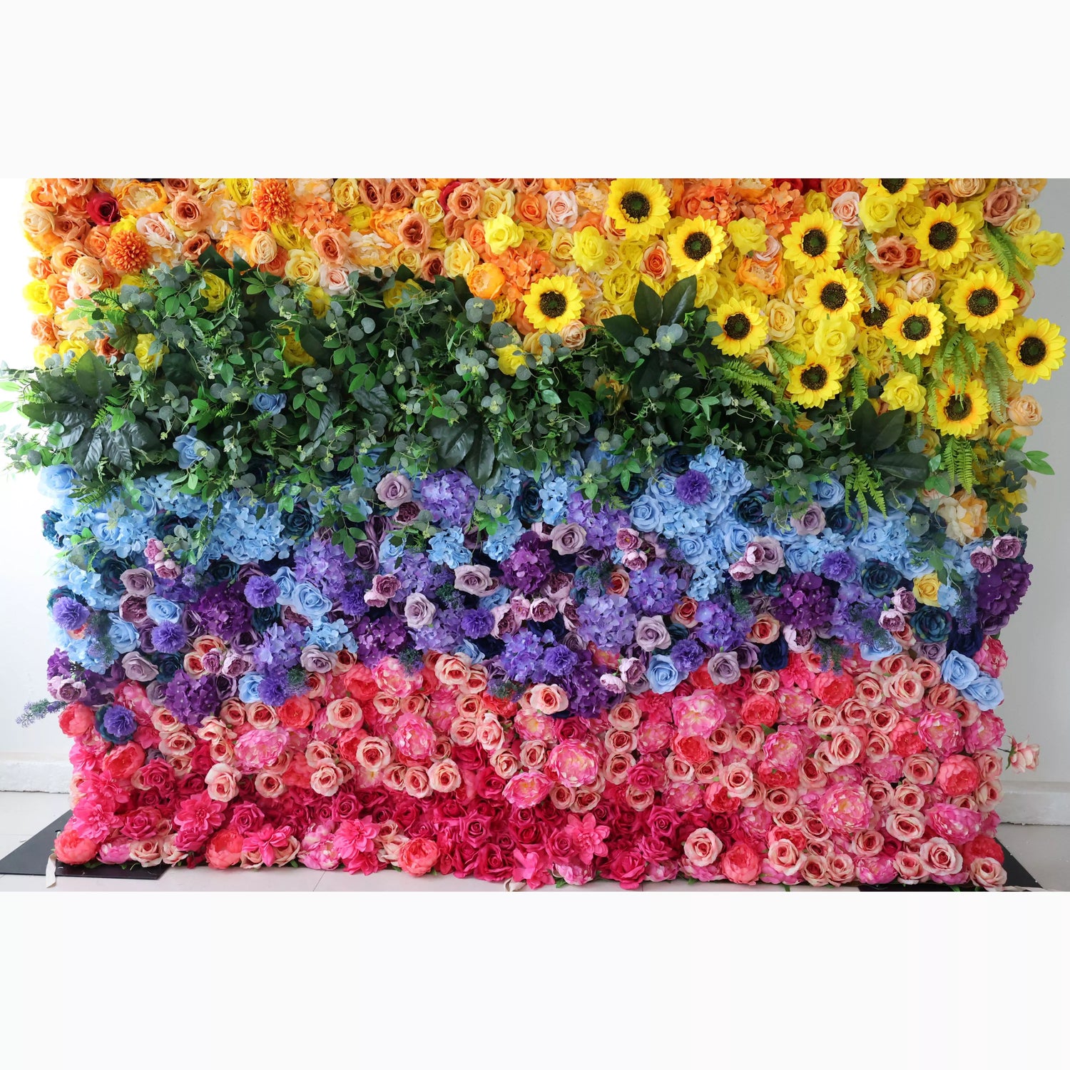 Valar Flowers Roll Up Fabric Artificial Vivid Rainbow Flower Wall Wedding Backdrop, Floral Party Decor, Event Photography-VF-310