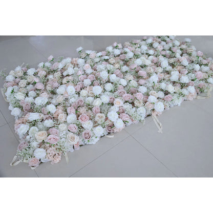 Luxurious Floral Backdrop - Elegant White, Blush, and Nude Artificial Flower Wall for Weddings, Events, and Special Occasions-VF-374-1