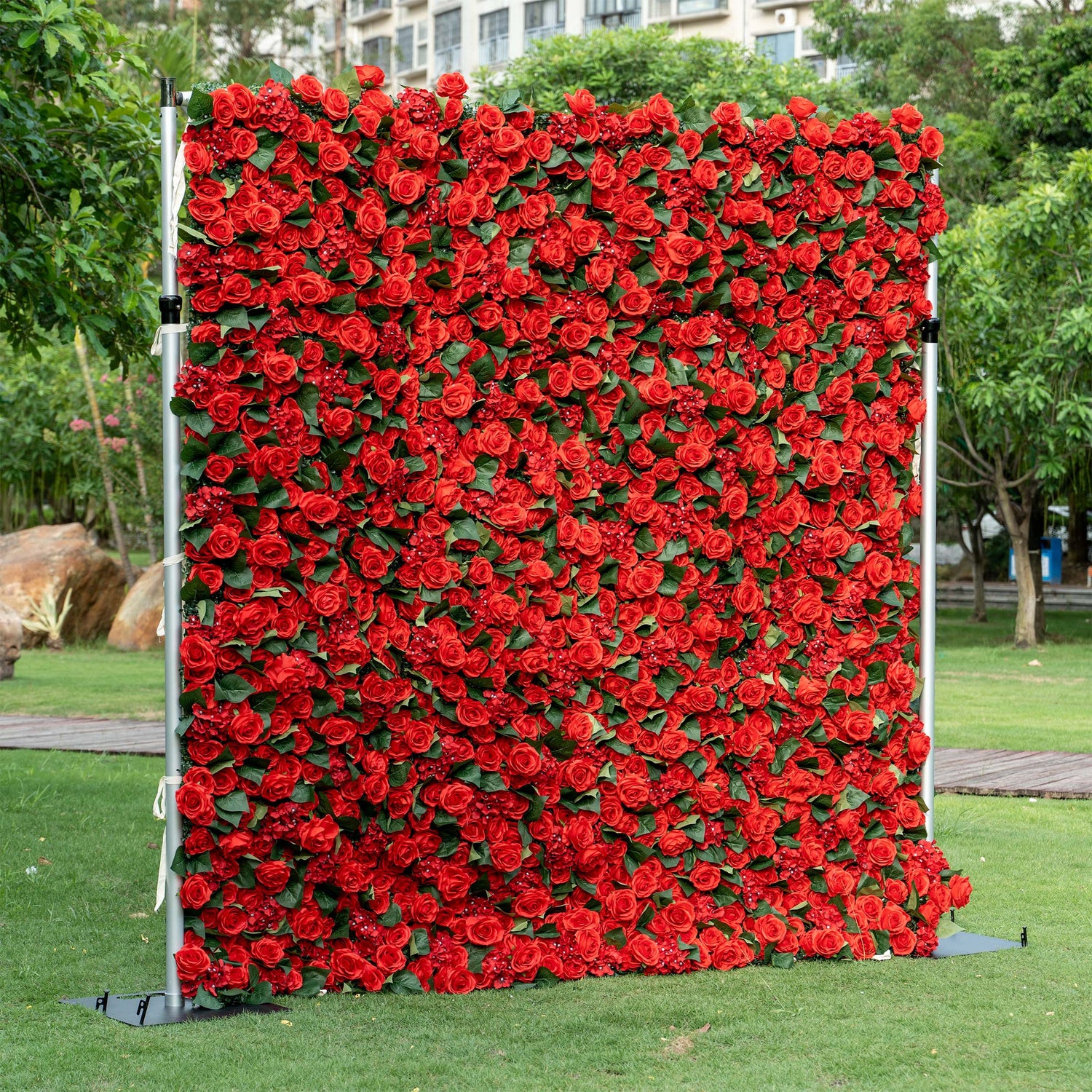 Valar Flowers Roll Up Fabric Artificial Flower Wall Wedding Backdrop, Floral Party Decor, Event Photography-VF-105