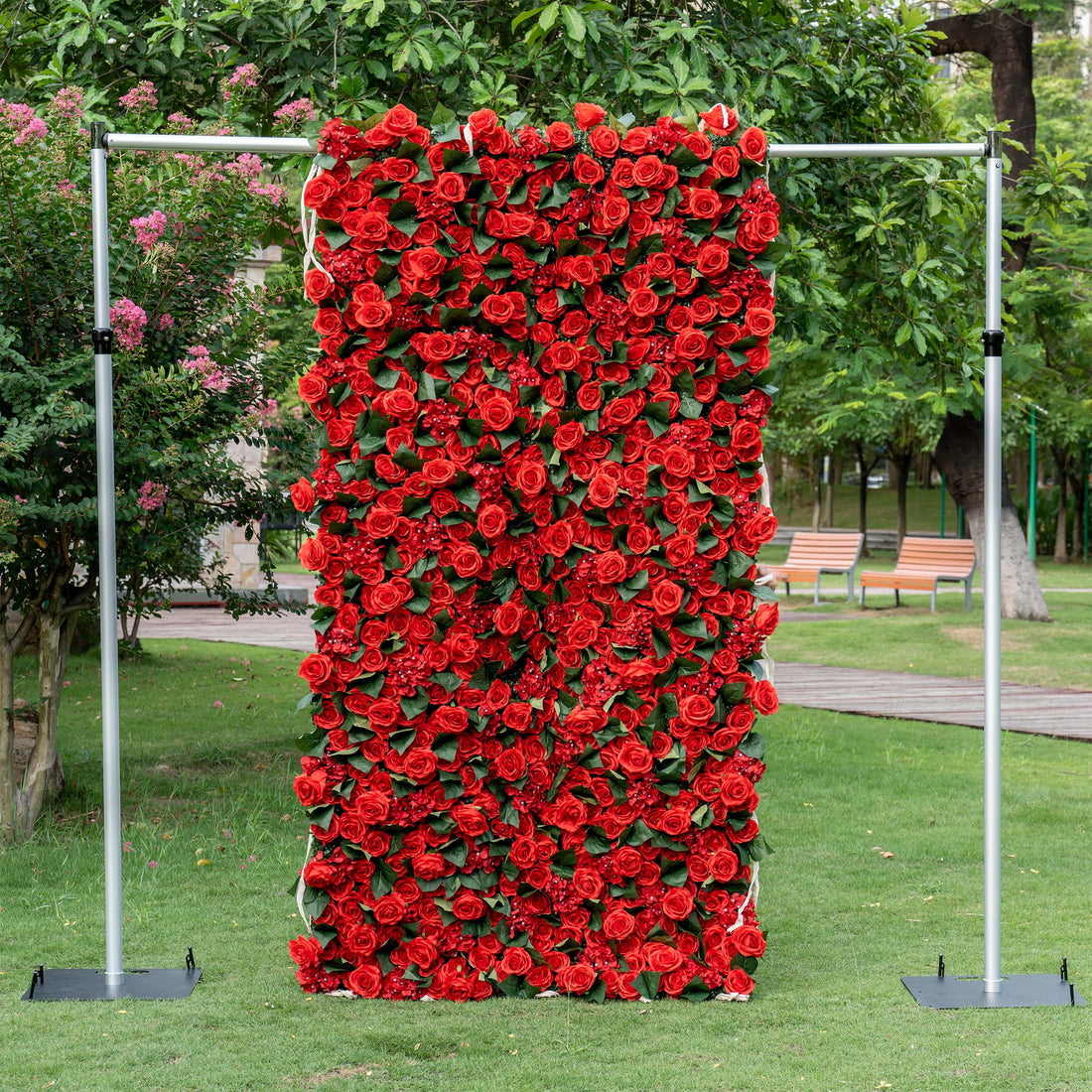 Valar Flowers Roll Up Fabric Artificial Flower Wall Wedding Backdrop, Floral Party Decor, Event Photography-VF-105