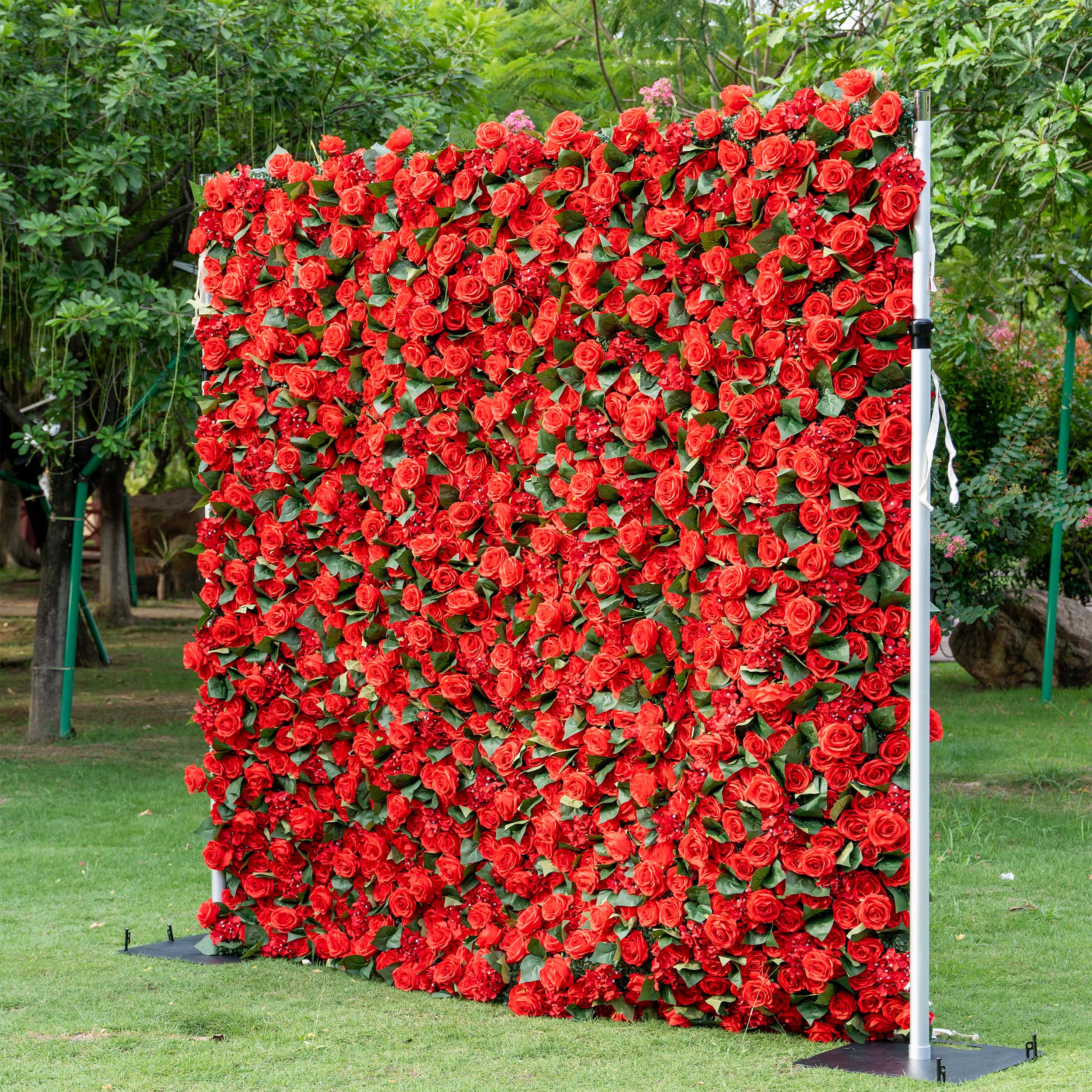 Valar Flowers Roll Up Fabric Artificial Flower Wall Wedding Backdrop, Floral Party Decor, Event Photography-VF-105