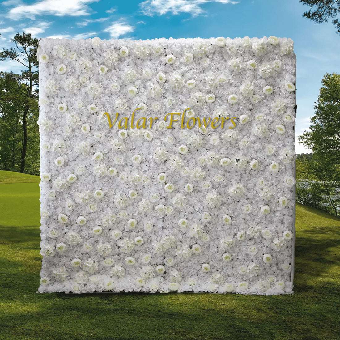 Valar Blumen Roll-up-Stoff künstliche weiße Blume Wand Hochzeit Hintergrund, Blumen Party Dekor, Event Fotografie-VF-006