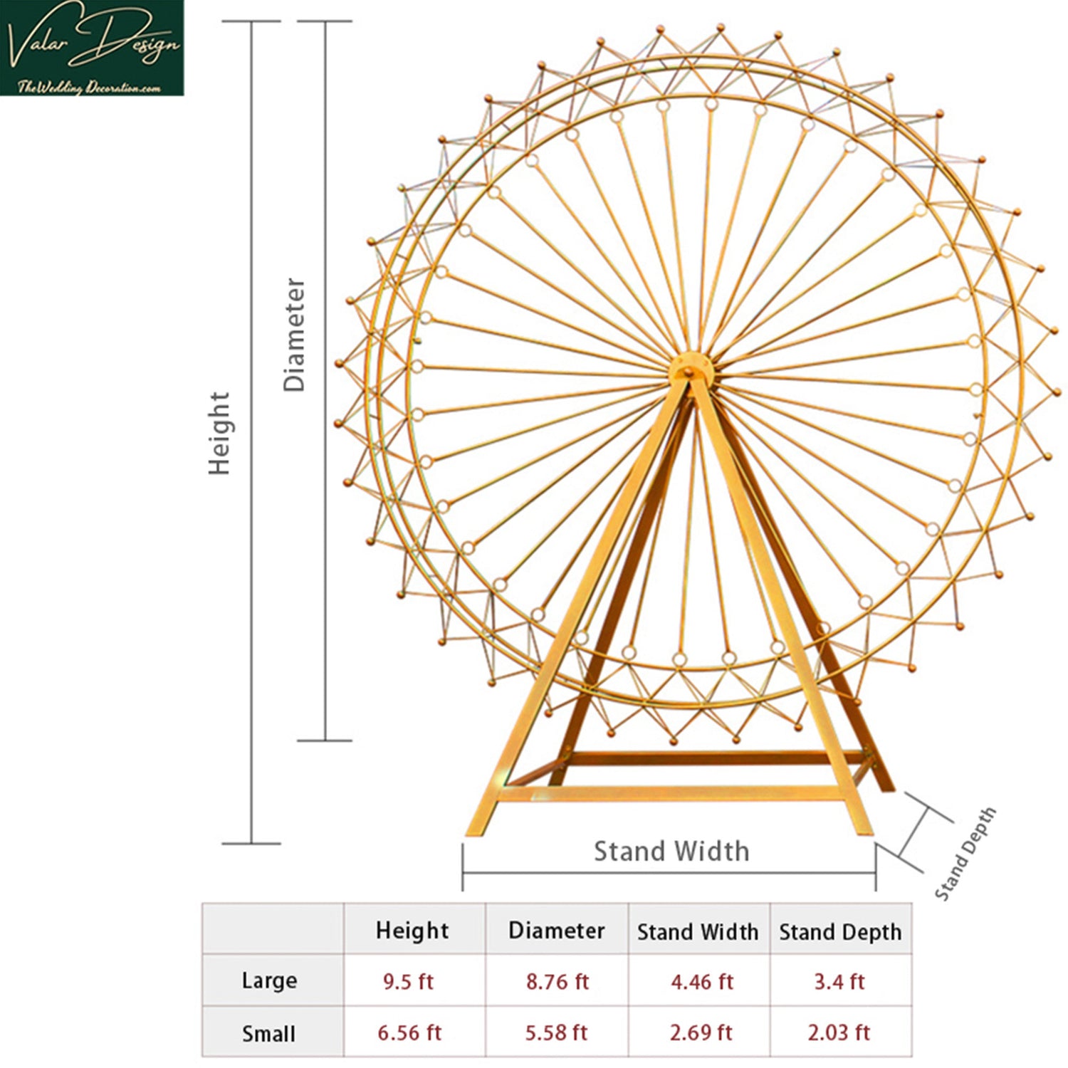 6.7 ft Extra Stable Carnival Circus Ferris Wheel Large Base Rotatable Metal Arch Decor for Disney Style Wedding Backdrop &amp;Party Prop