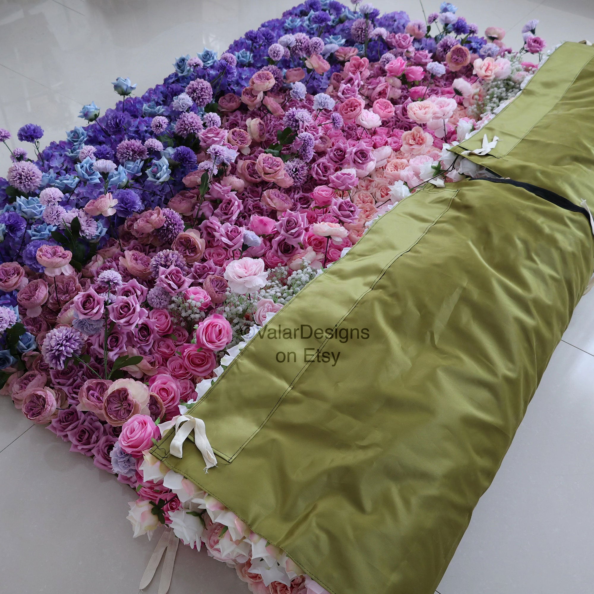 Valar Flowers Roll Up Fabric Artificial Flower Wall Wedding Backdrop, Floral Party Decor, Event Photography-VF-340