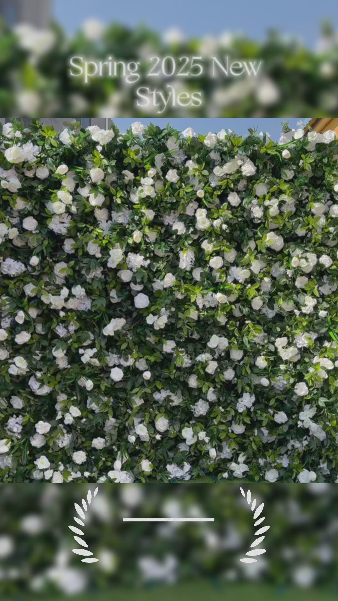 Enchanting White &amp; Green Artificial Flower Wall - The Heart - Stealer for Wedding and Event Decor-VF-802