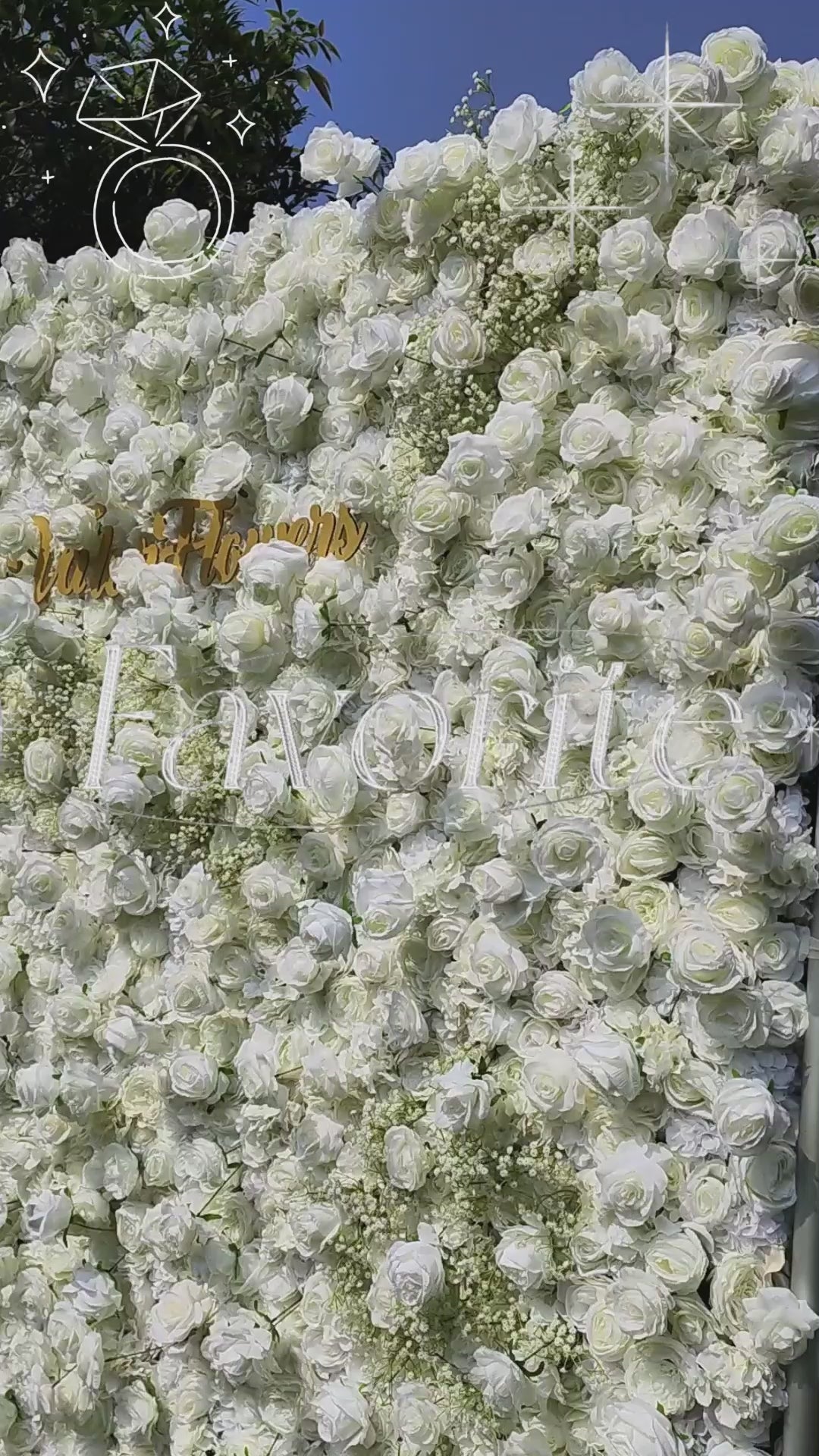 Elegante telón de fondo de pared de flores blancas y verdes - Pared de tela enrollable - Decoración de fiesta nupcial - Celebración de lugares de boda Pared floral-VF-340-2