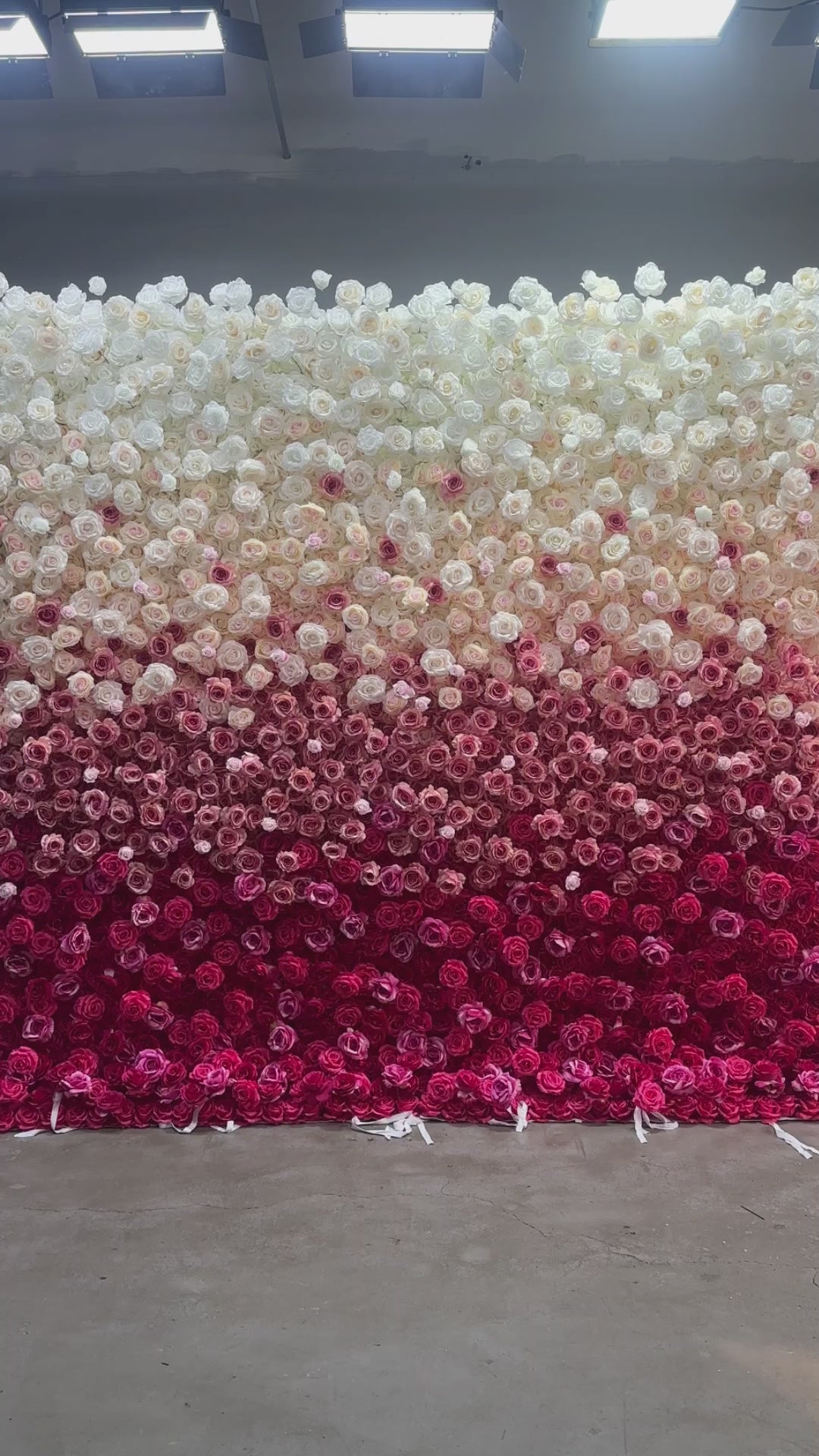 Stunning 8X8ft (2.4X2.4m) Artificial Flower Backdrop: Adorned with a Gradient of Pink and White Roses, Perfect for Events and Decor-VF-809