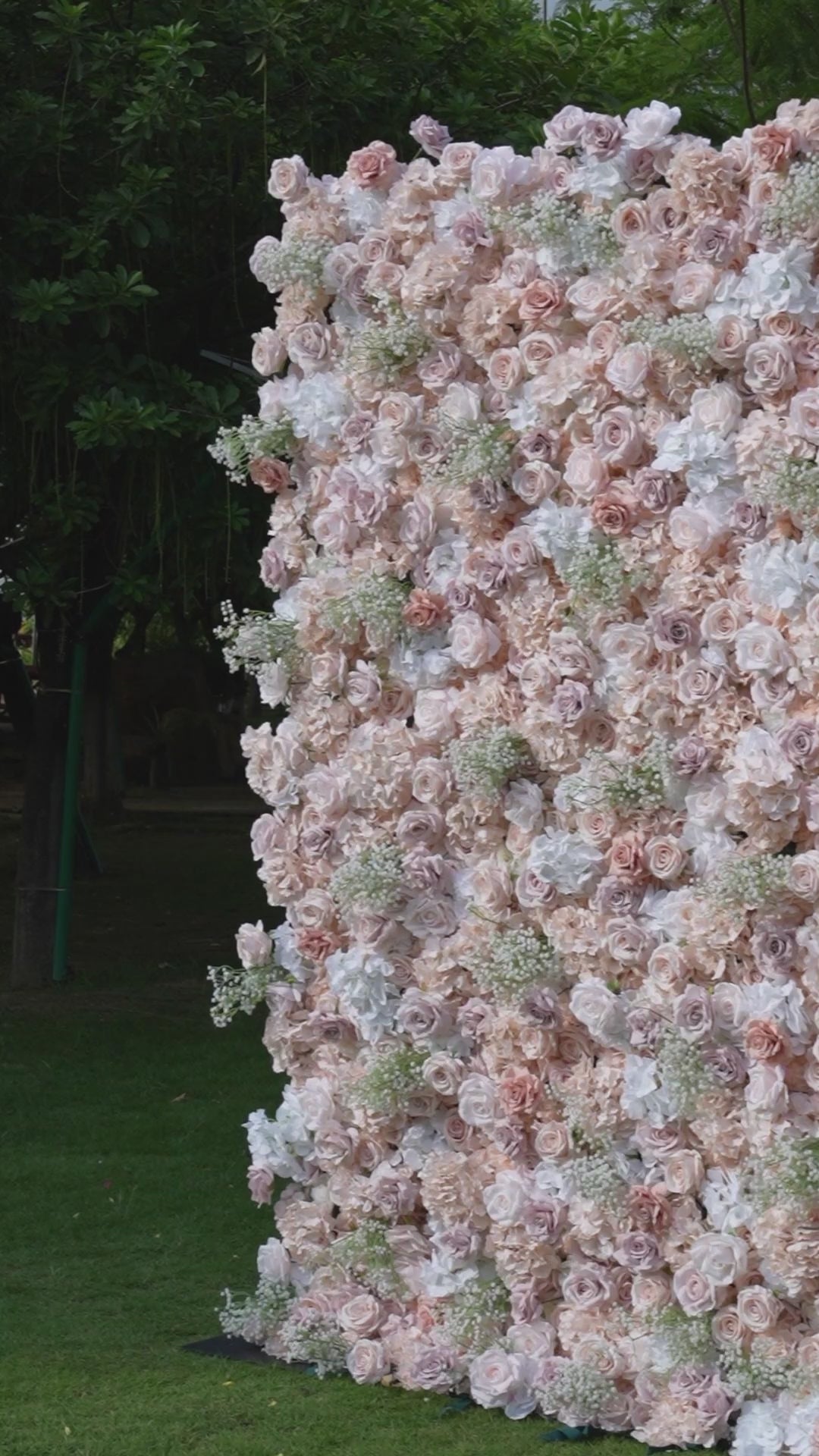 Valar Flowers Roll Up Fabric Artificial Flower Wall Wedding Backdrop, Floral Party Decor, Event Photography-VF-374