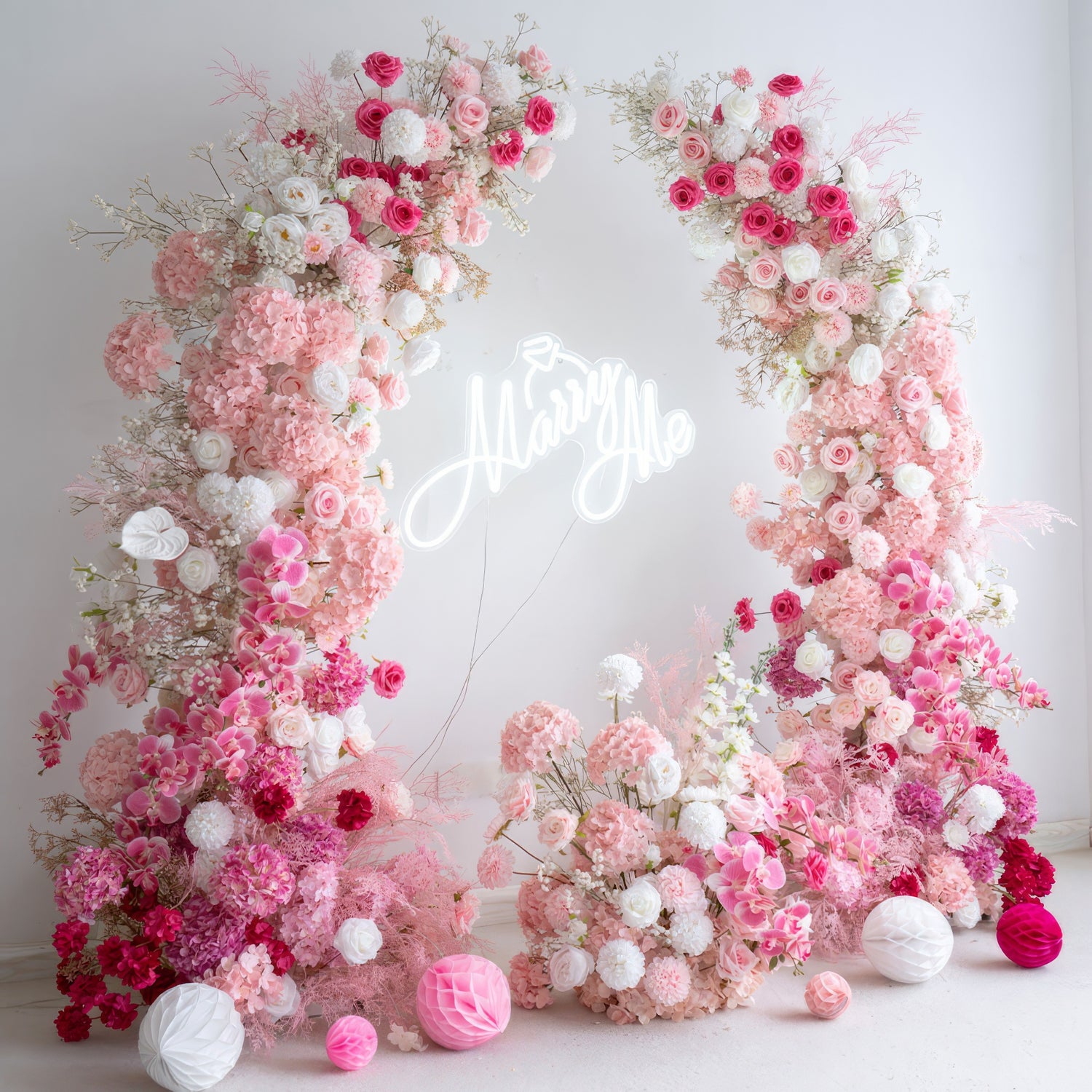 7 ft Romantic Pink Floral Archway - Wedding &amp; Party Backdrop Decorations | Floral Display for Lush Engagements and Celebrations