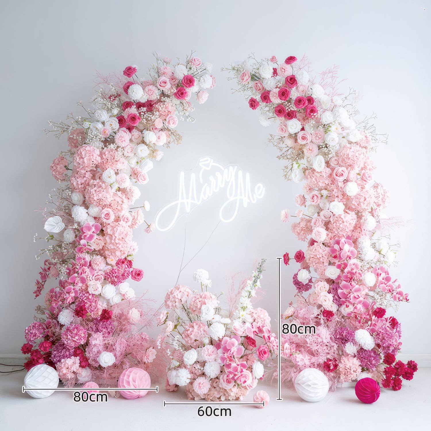 7 ft Romantic Pink Floral Archway - Wedding &amp; Party Backdrop Decorations | Floral Display for Lush Engagements and Celebrations