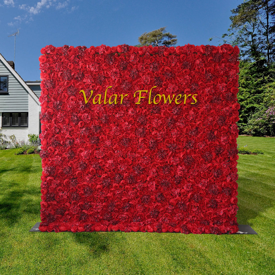 Valar Flores Roll Up Tecido Artificial Vermelho Flor Parede Wedding Backdrop, Decoração Floral Festa, Evento Fotografia-VF-021-3