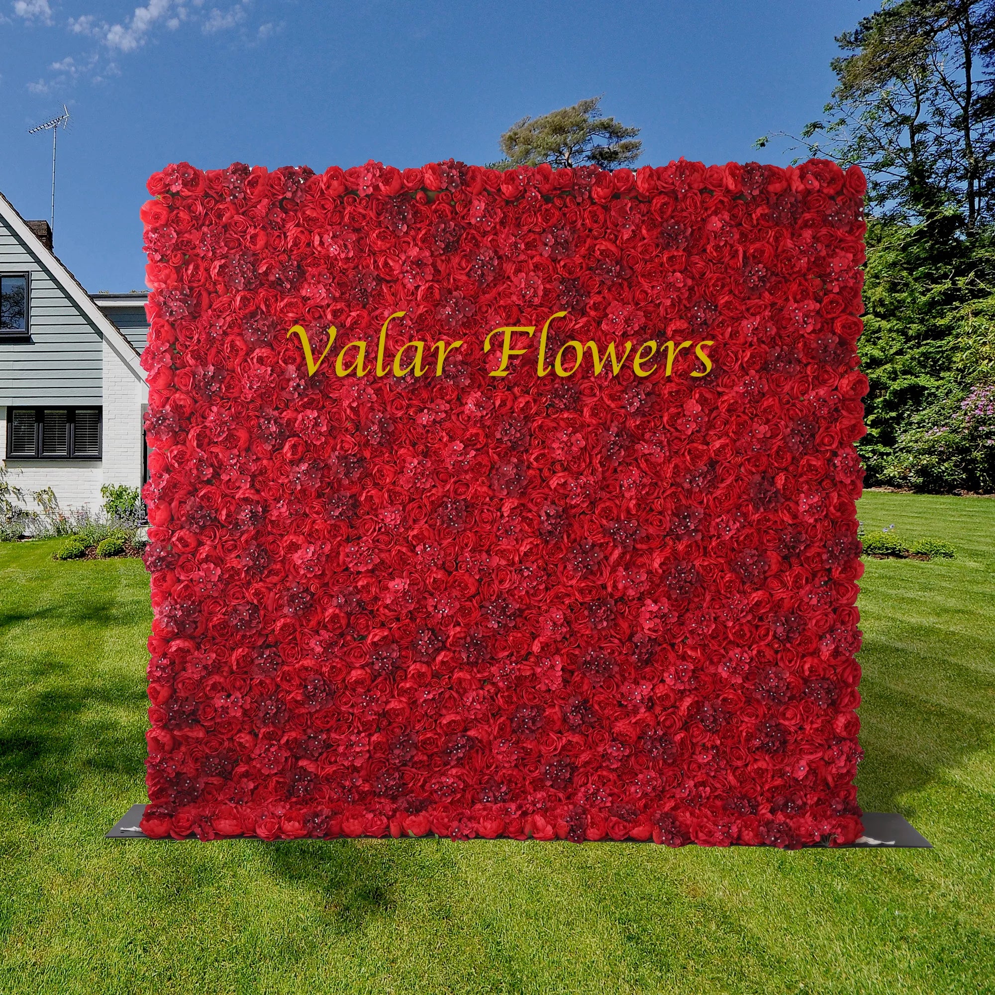 Valar fleurs Roll Up tissu artificiel fleur rouge mur mariage toile de fond, décor de fête Floral, événement photographie-VF-021-3