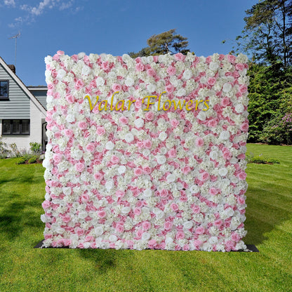 Valar Flowers Charming Floral Backdrop - Pink and White Artificial Flower Wall for Weddings, Events, and Special Occasions-VF-025-2