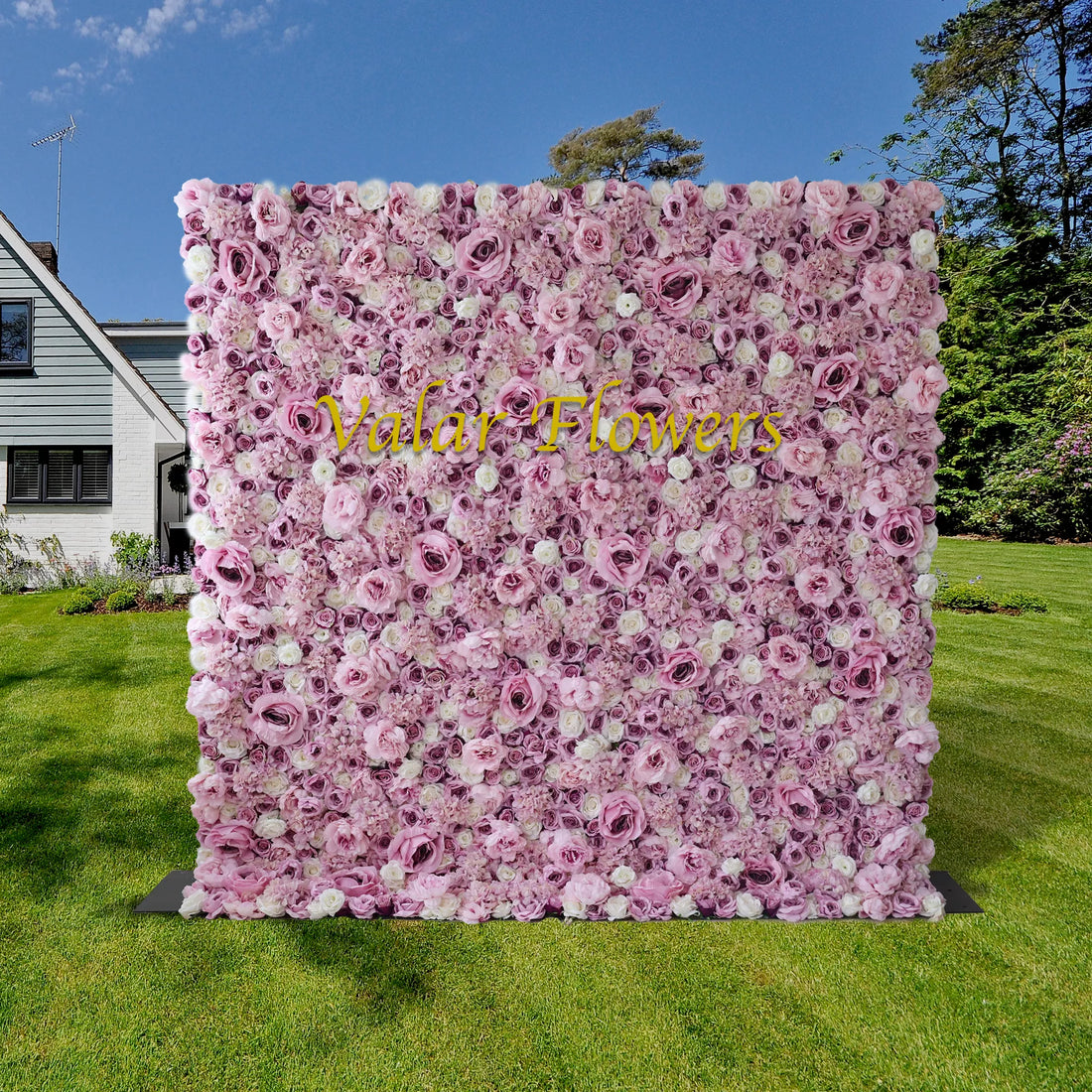 Valar fleurs retrousser tissu artificiel mélange violet Rose et blanc fleur mur mariage toile de fond, Floral Party Decor, Photography-VF-048-3 de l&