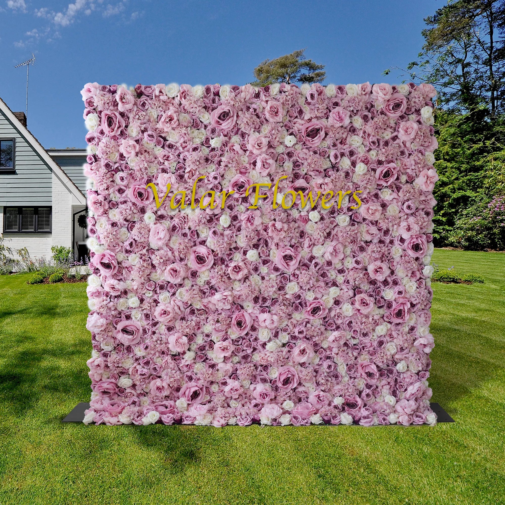 Valar fleurs retrousser tissu artificiel mélange violet Rose et blanc fleur mur mariage toile de fond, Floral Party Decor, Photography-VF-048-3 de l&