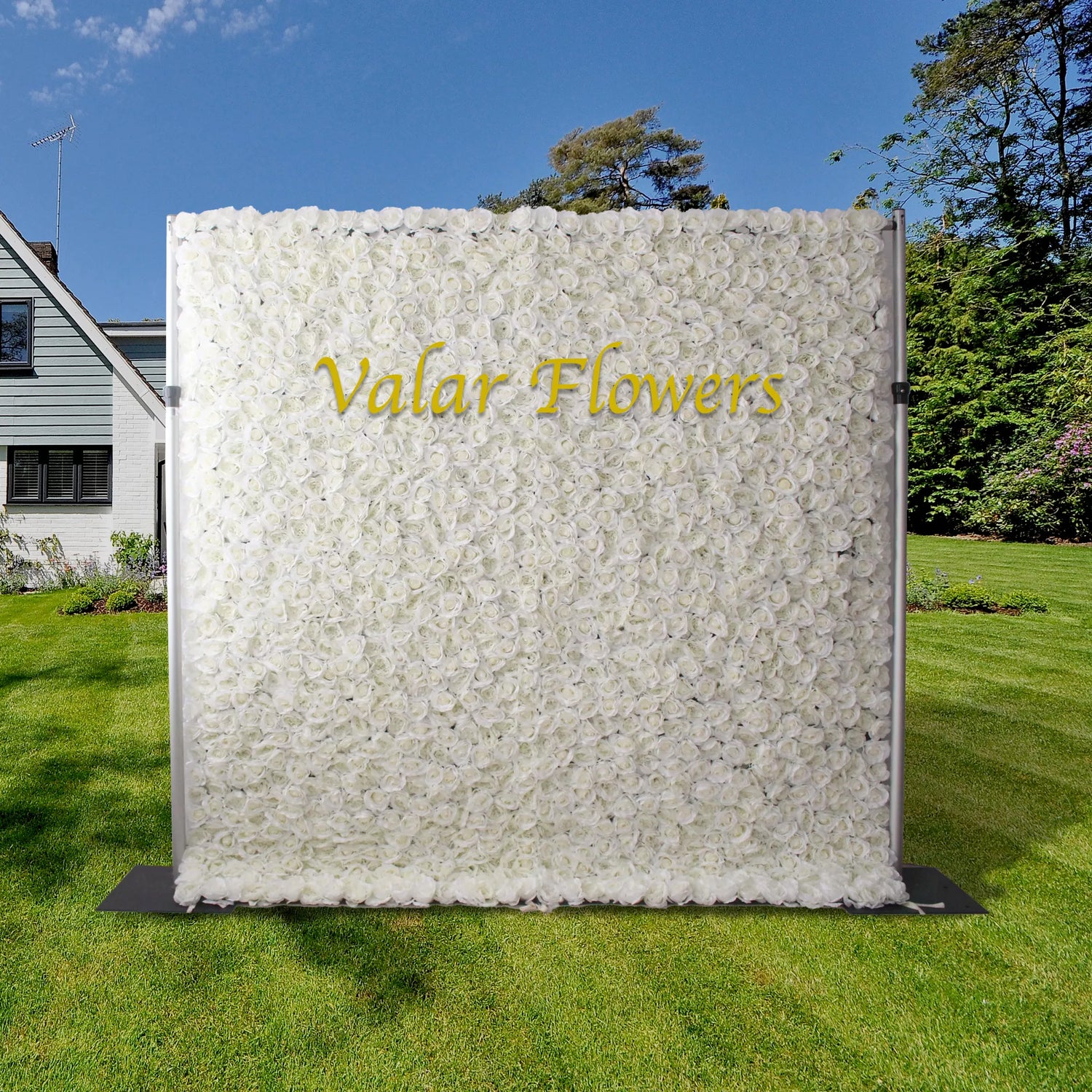 Valar Flores Roll Up Tecido Rosas Branco Artificial Flor Parede Wedding Backdrop, Decoração Floral Festa, Evento Fotografia-VF-026