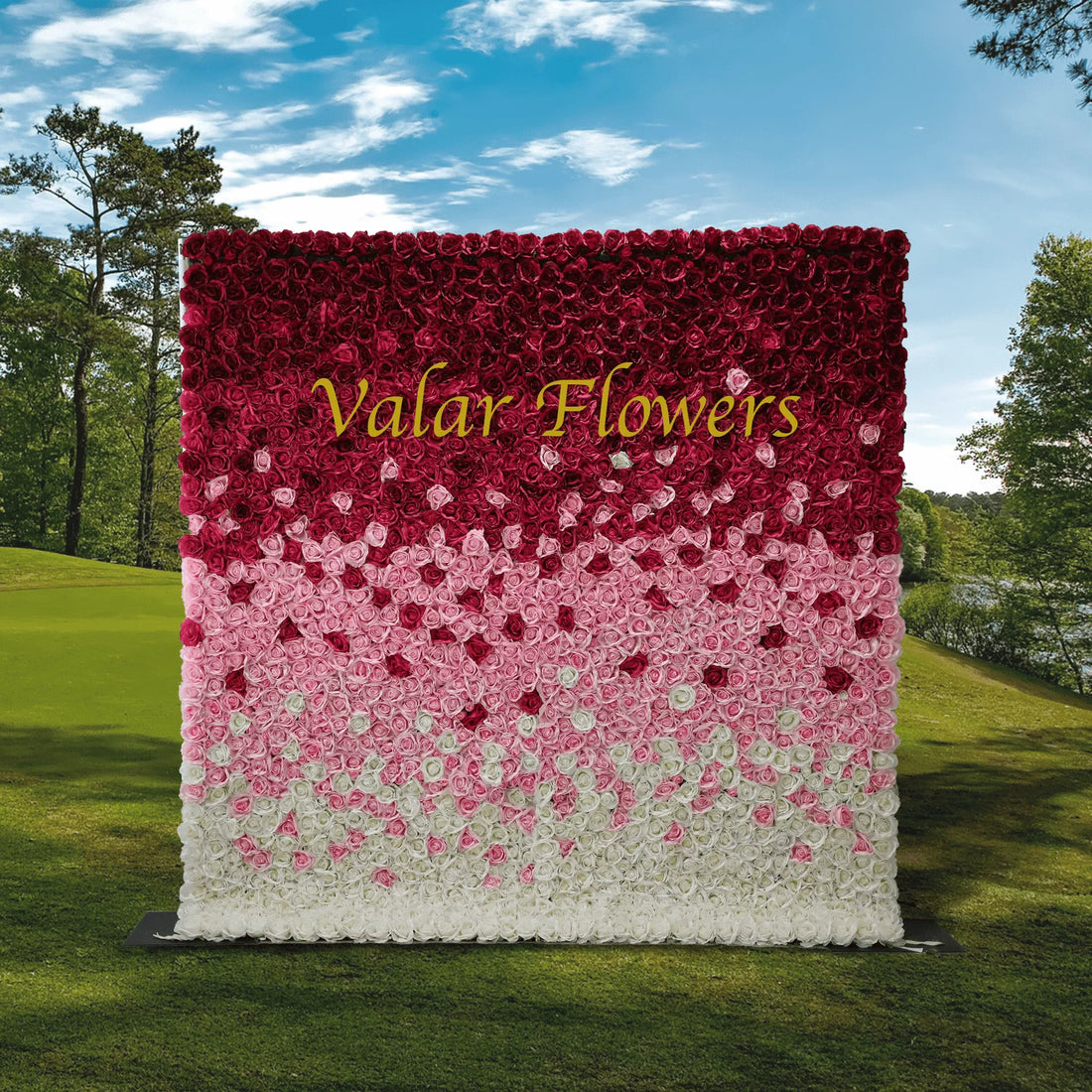 Valar Flores Roll Up Tecido Artificial Gradiente Vinho para Flor Branca Parede Wedding Backdrop, Decoração Floral Festa, Evento Fotografia-VF-014