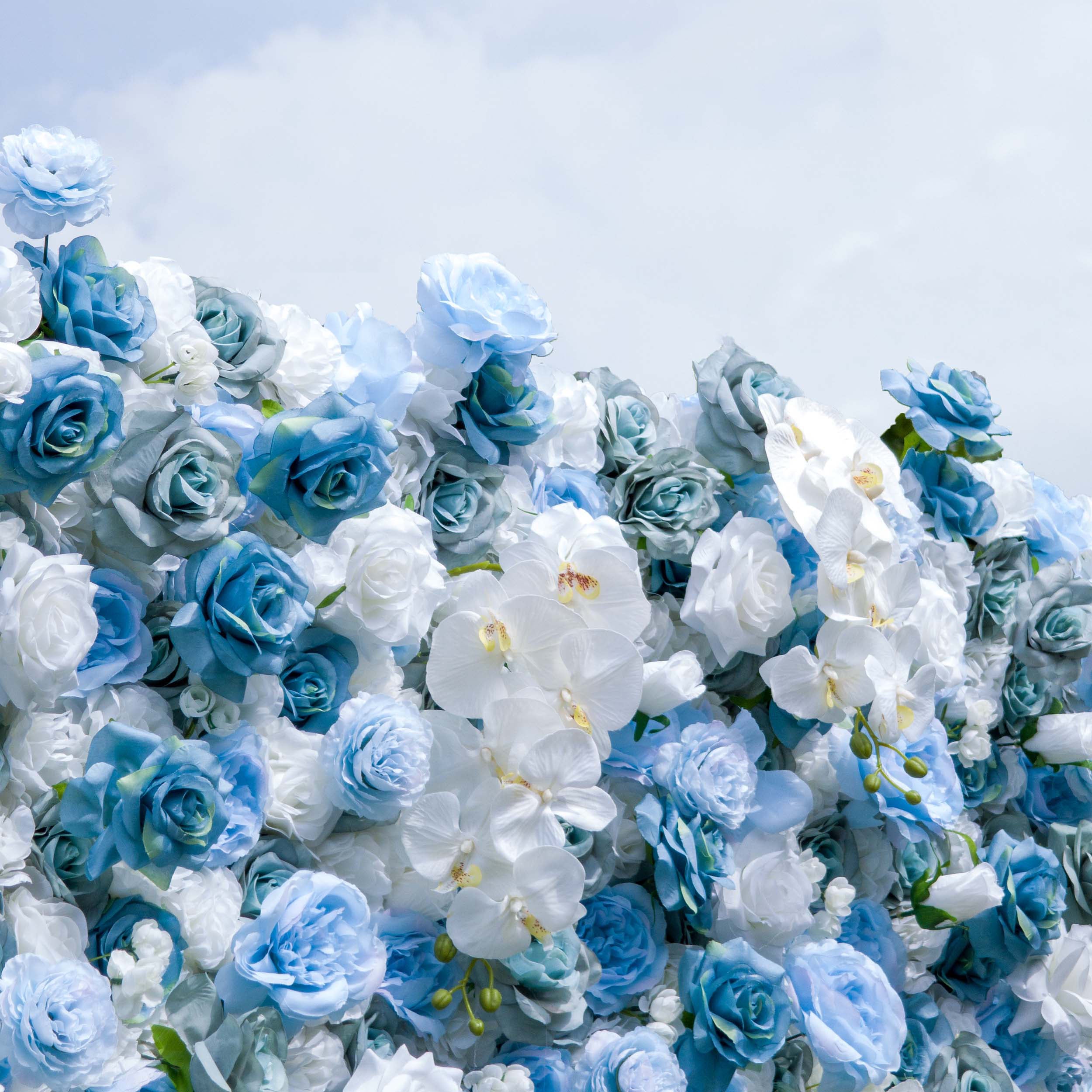 Valar Flowers Elegant Floral Backdrop - Blue and White Artificial Flower Wall for Weddings, Events, and Special Occasions-VF-348